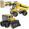 Learn & Grow Mega Movers - Jumbo Magnetic Tiles Construction Trucks X2 Dump Truck & Bulldozer Vehicles, Moveable Wheels - Durable STEM Toy, Kids Ages