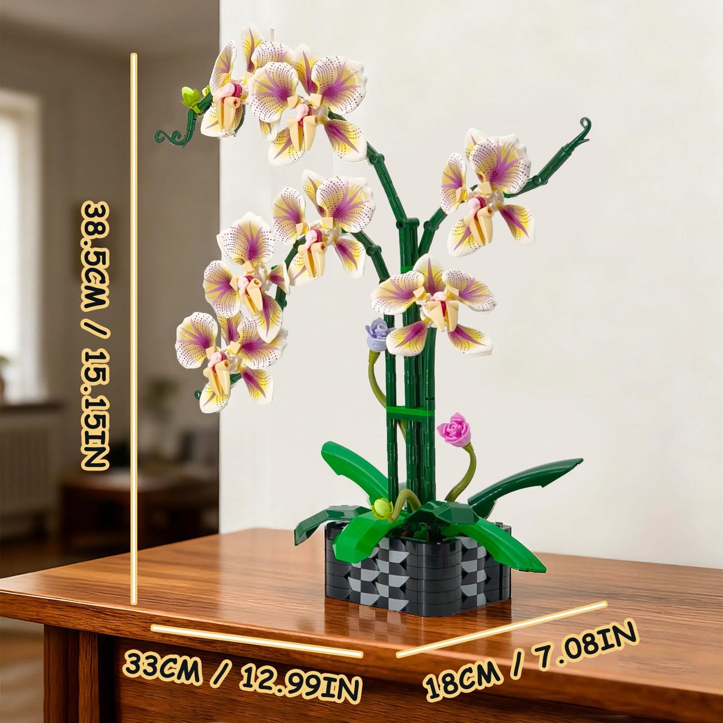 Orchid Flowers Building Block Sets, Compatible with Lego 853792 Accessory, Artificial Plant, Botanical Collection for Home, Kitchen, Desk Decor, Best
