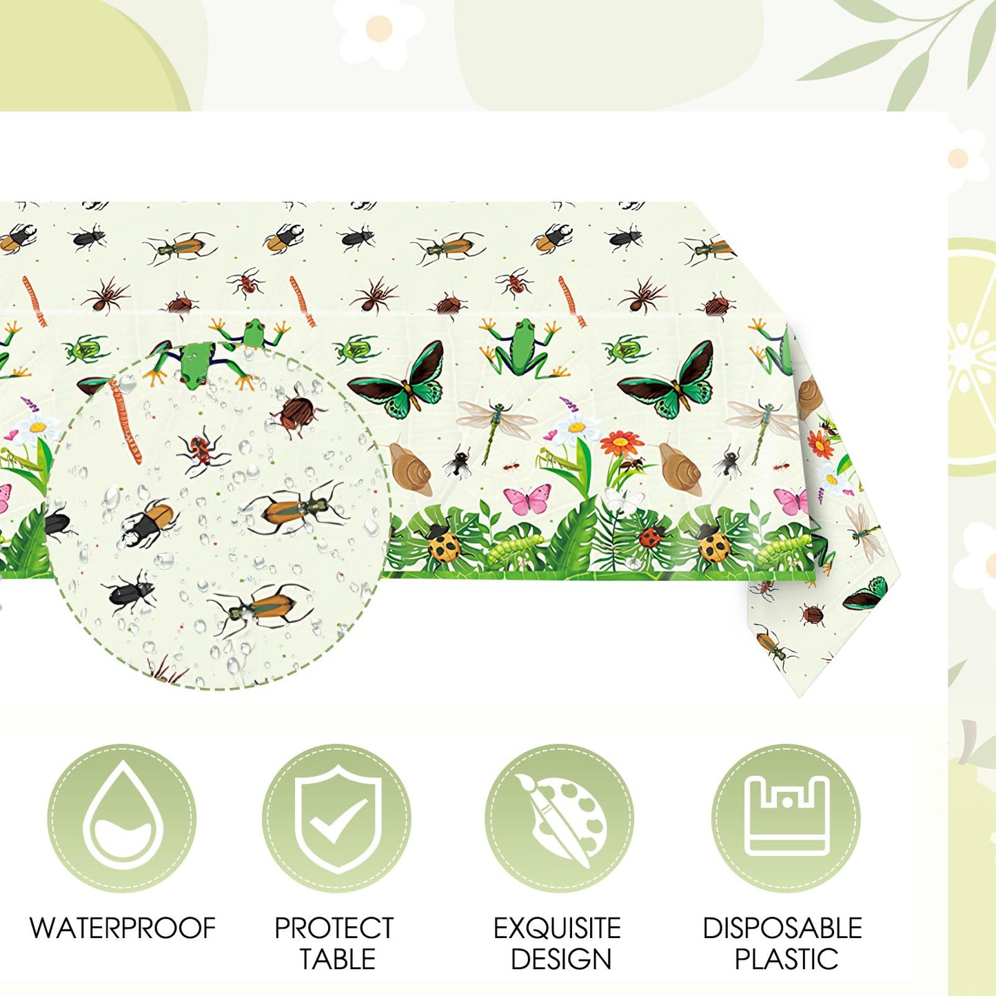 41Pcs Bug Birthday Party Decorations, Kids Garden Insect Explorer Adventure Themed Tableware Set Bug Paper Plates Napkins Tablecloth,for Garden Nature