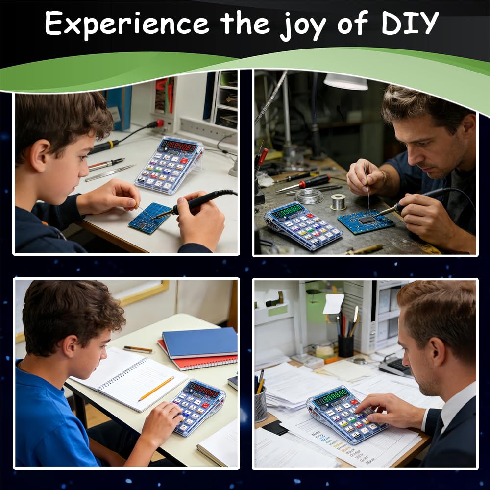 Soldering Practice Kit DIY 7-Digit LED Display Electronics Calculator for Classroom/Home, Build Electronics STEM Projects Learn to Solder Kits