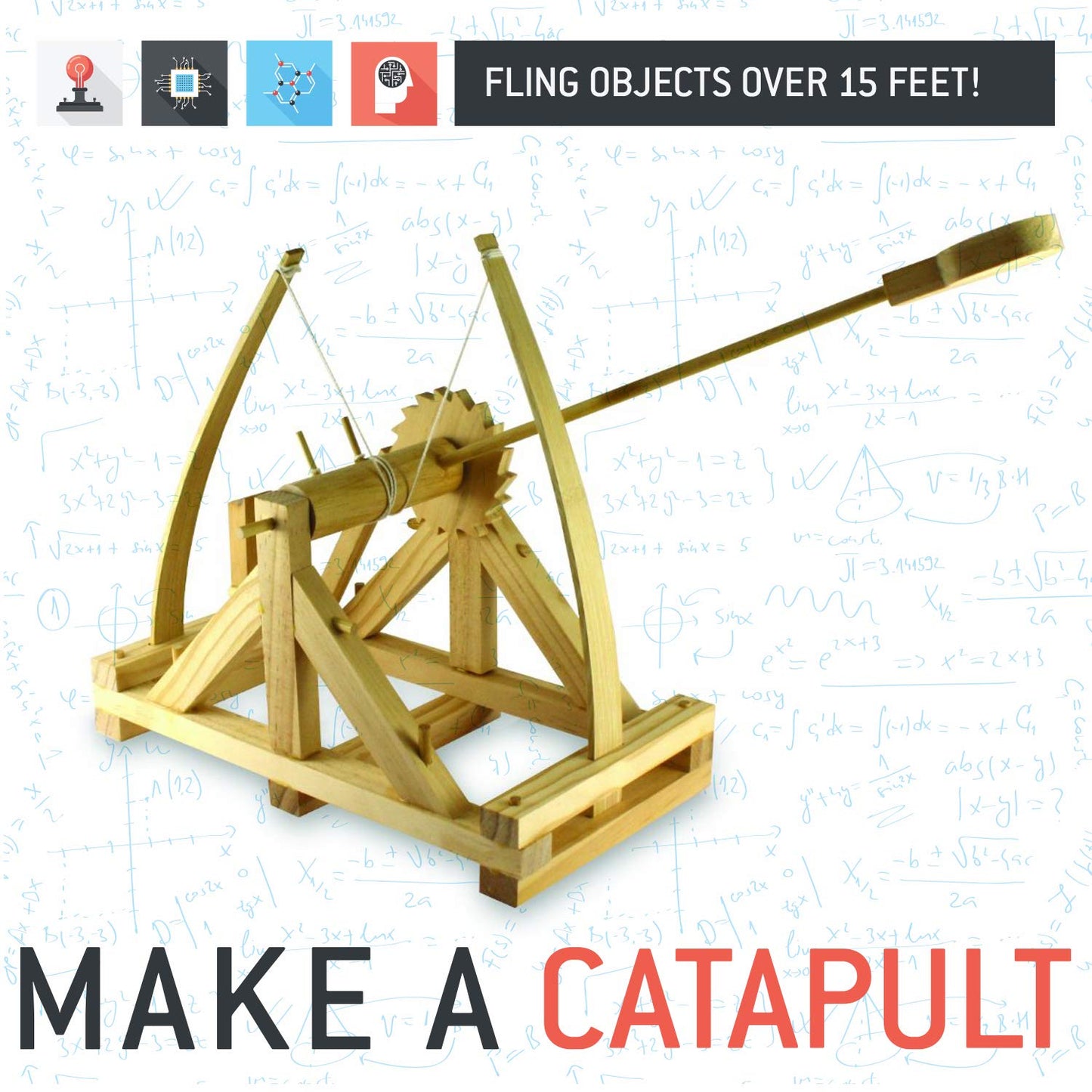 Make a Working Wooden Catapult Kit | Designed by Leonardo Da Vinci | Historical Facts and Easy Instructions Included | Copernicus Toys Curious