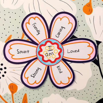 Roylco Affirmation Flowers - Positive Message Flower Craft Kit for Kids | 36 Sets, Ages 4+ | Color, Personalize & Build Confidence | SEL Activity