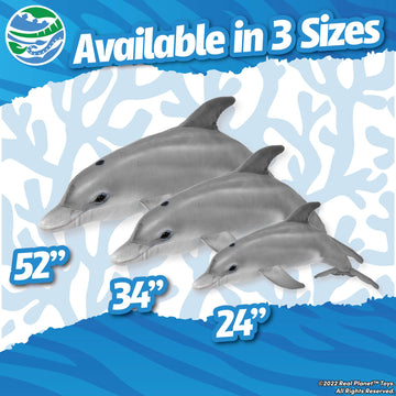 Real Planet 34" Dolphin Plush - Realistic Gray Dolphin Stuffed Animal, Cute Stuff Plush Animals Gift for Kids, Giant Stuffed Animals for Girls Pillows