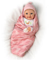 The Ashton-Drake Galleries So Truly Real Little Doe Baby Doll by Sherry Rawn, Lifelike with RealTouch Vinyl, Pink Camo Blanket, Sleep Cap, Magnetic