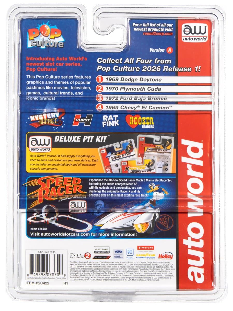 1969 Dodge Daytona Mystery Matinee (Red) HO Scale Slot Car by Auto World (Due March 2026)