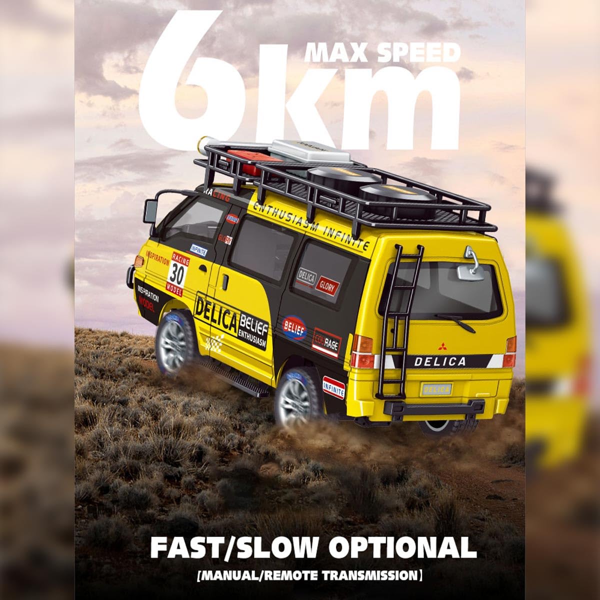 FunXylophy JXC5813B RC Car Van, 1/24 Scale 2.4G 4WD Full-Proportional High-Speed Drift Car with LED Lights and Reverse Function, Three-Speed