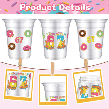 tmlfep 67 party decoration cups 67 Ice Cream Drip Plastic Cups, 50pcs 12 oz 67 Meme theme Ice Cream Drip Disposable Cups for for Birthday Baseball