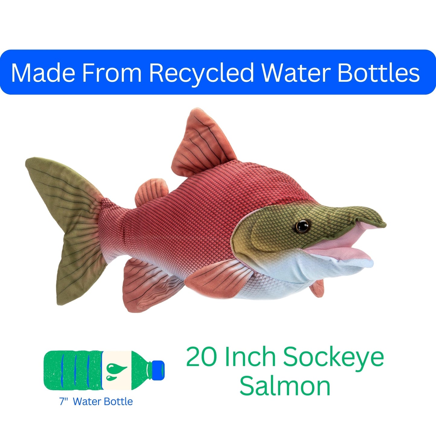 The Petting Zoo Sockeye Salmon Stuffed Animal Plushie, Gifts for Kids, Wild Onez Sealife River Fish Animals, Red Sockeye Salmon Plush Toy 20 Inches