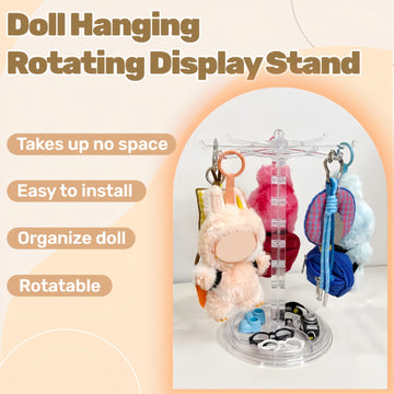 PanniOhye Transparent 360° Rotating Display Stand for Plush Dolls Keychains& Collectibles - All-Round Display, Manually rotates(No Doll)