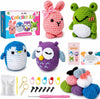 A-URA Learn to Crochet Kit for Beginners Kids and Adults, Premium 4 Animal Pattern Beginner Crochet Kits with Easy Tube Yarn & Step-by-Step Video