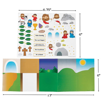 Fun Express Holy Week Fold Out Sticker Scene for Easter, 12 Pieces