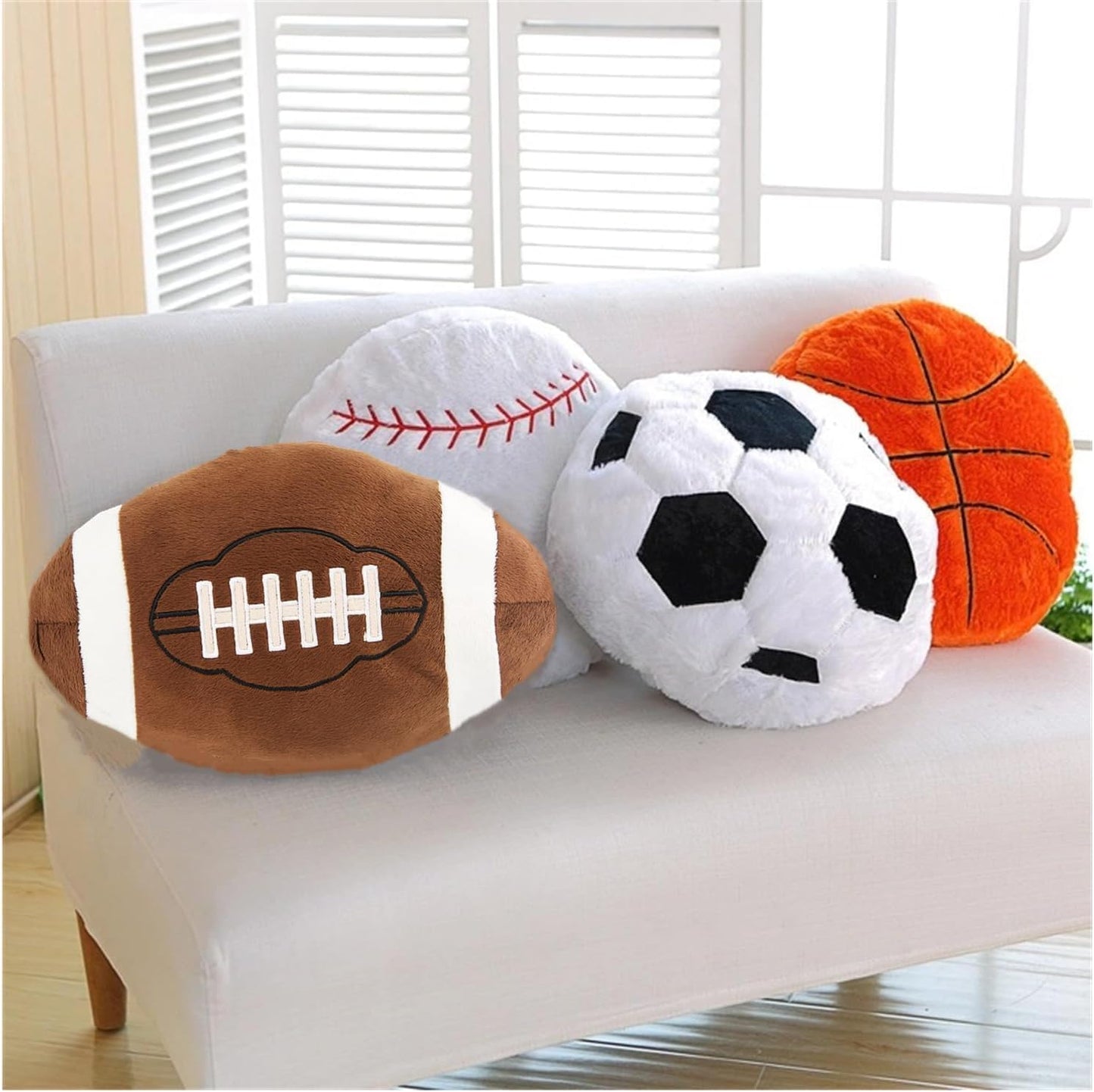 13.7'' Soccer Ball Pillow Fluffy Football Plush Pillow Throw Pillow Soft Stuffed Soccer Ball Plush Pillow Toy Durable Round Soccer Ball Shaped Pillow