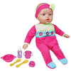 Lissi: 15" Moving Face Baby Doll - Pink-Green-Blue- Floral - Interactive Doll & Feeding Care Accessories, Sucks On Pacifier & Makes Noises, Kids 2+