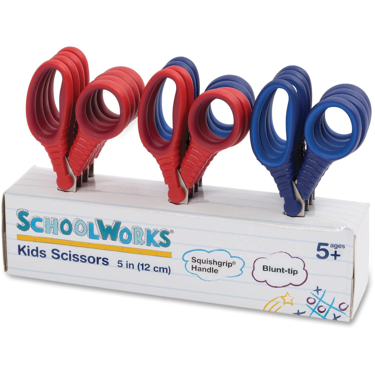 Fiskars 5" Blunt-Tip Scissors for Kids Ages 4-7, Red & Blue, 12-Pack