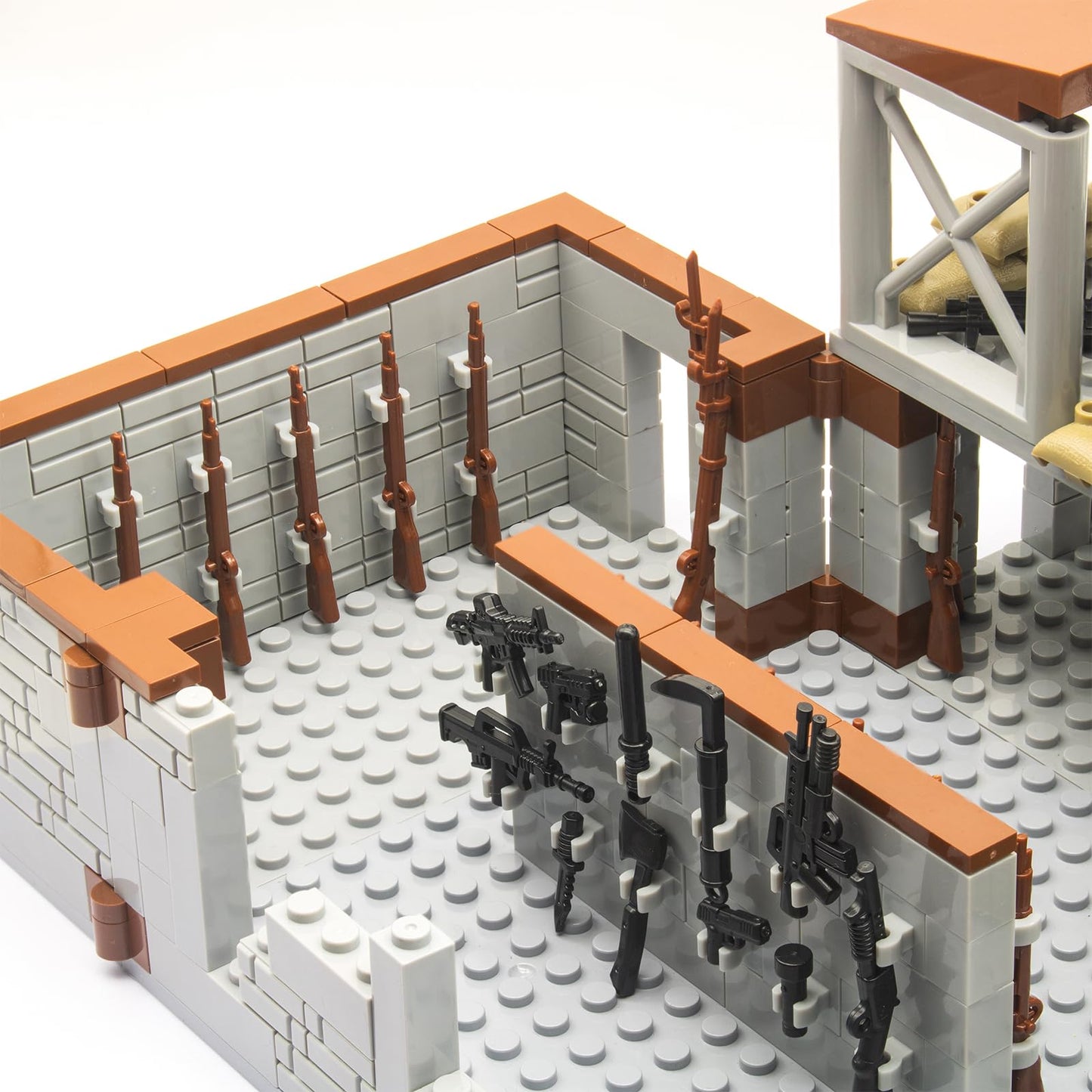Gonsausola 500+ Pcs Military Base Building Brick Sets Include Defence Base Guard Tower for Army Mini Figures, Weapon Pack Accessories Kits Toys, Guns