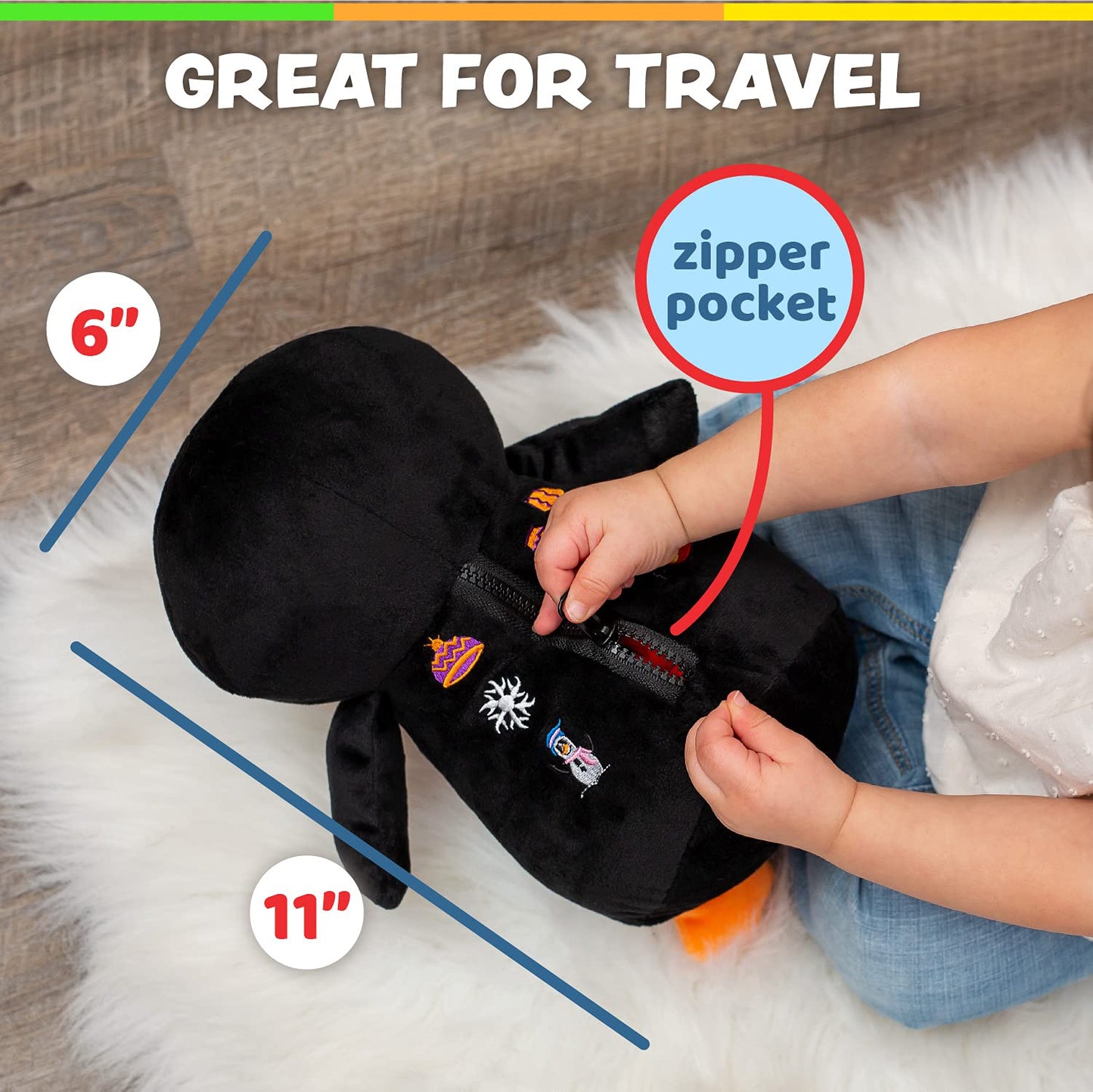 Buckle Toy - Blizzard Penguin Stuffed Animal - Montessori Learning Activity Toy - Develop Motor Skills and Problem Solving - Counting and Color