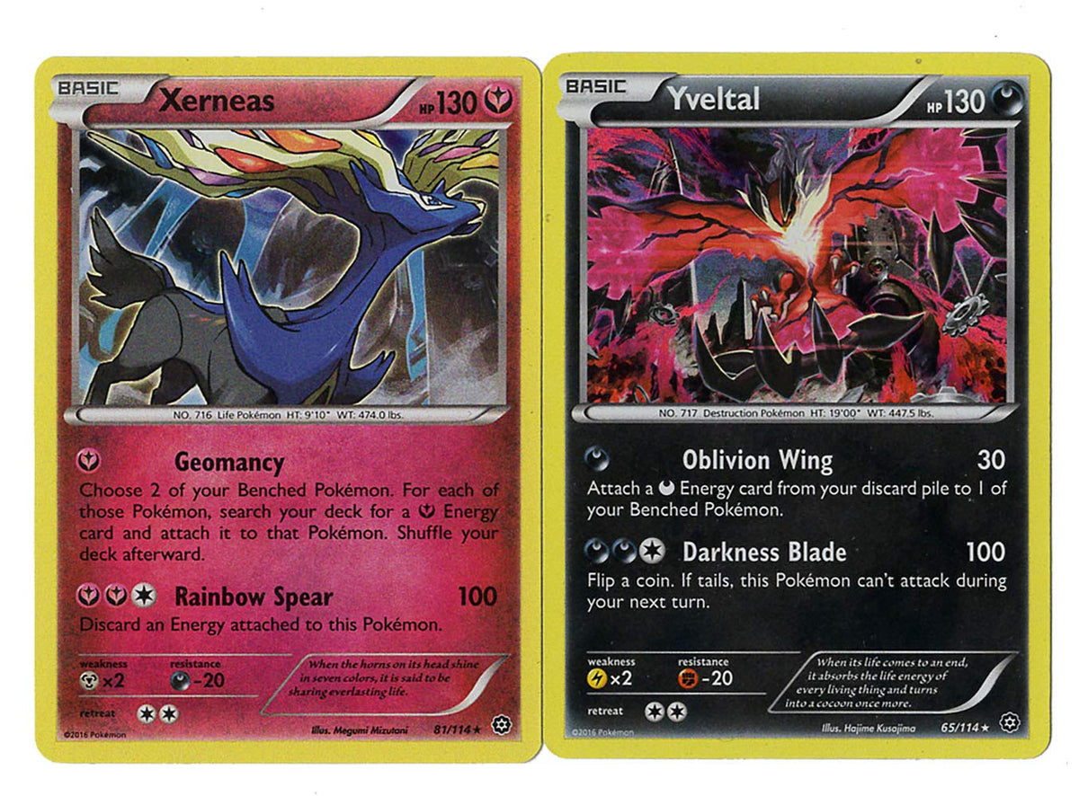 Legendary Card Set - Xerneas 81/114 & Yveltal 65/114 - XY Steam Siege - Holo Rare Lot