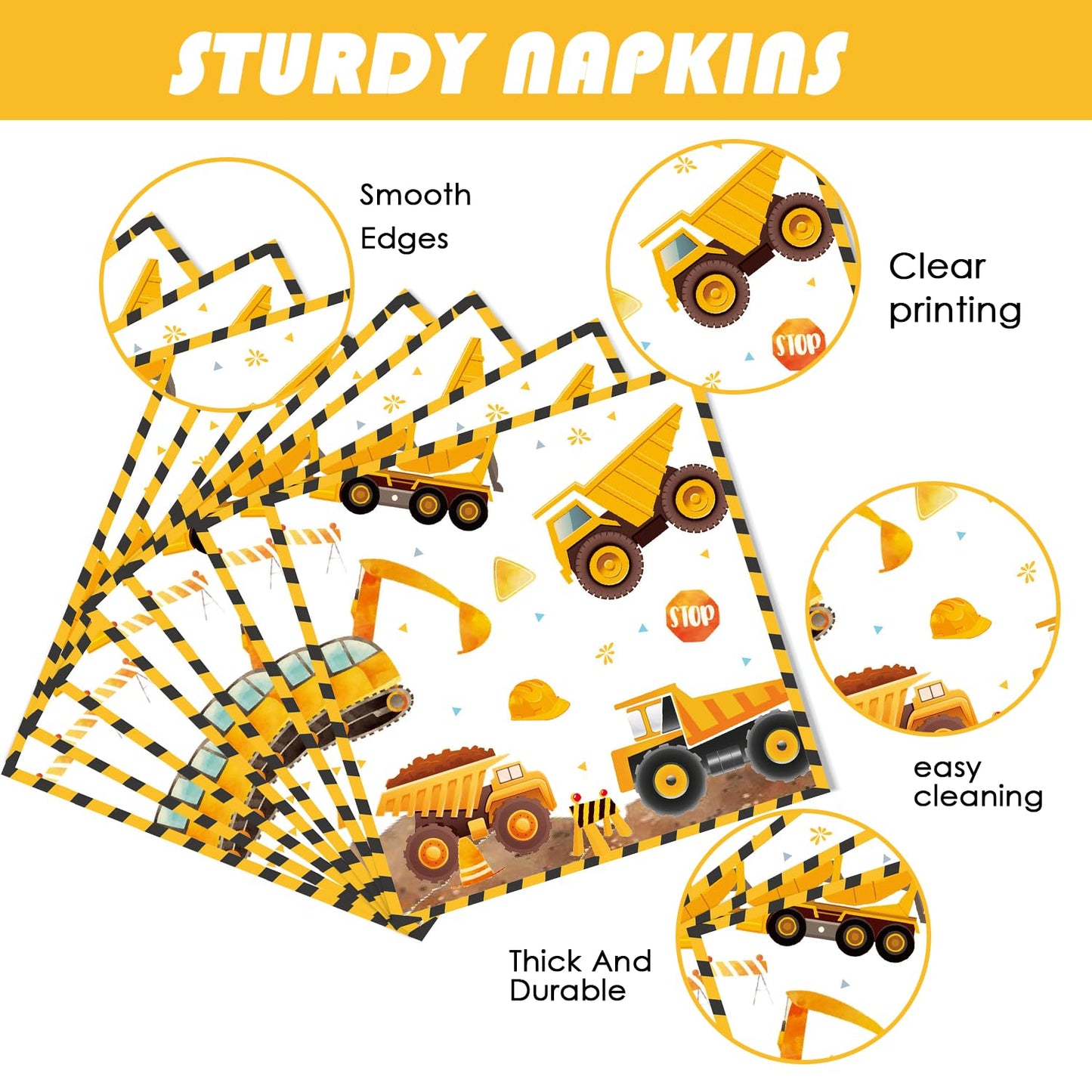 194Pcs Construction Plates Birthday Party Supplies Decorations Serve 24 | Includes Napkins Cups Tablecloth and Banner | Boys Construction Themed