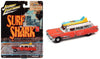 Johnny Lightning 1959 Cadillac Ambulance Red with White Top Malibu Beach Rescue (Weathered) with Surfboards on Roof Surf Shark Street Freaks Series