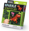 Crocodile Creek Dinosaurs Sparkle Scratch Art for Kids - 16-Sheet Scratch Art Set with 10 Themed Sheets, 5 Blank Sheets, Stencil, and Stylus