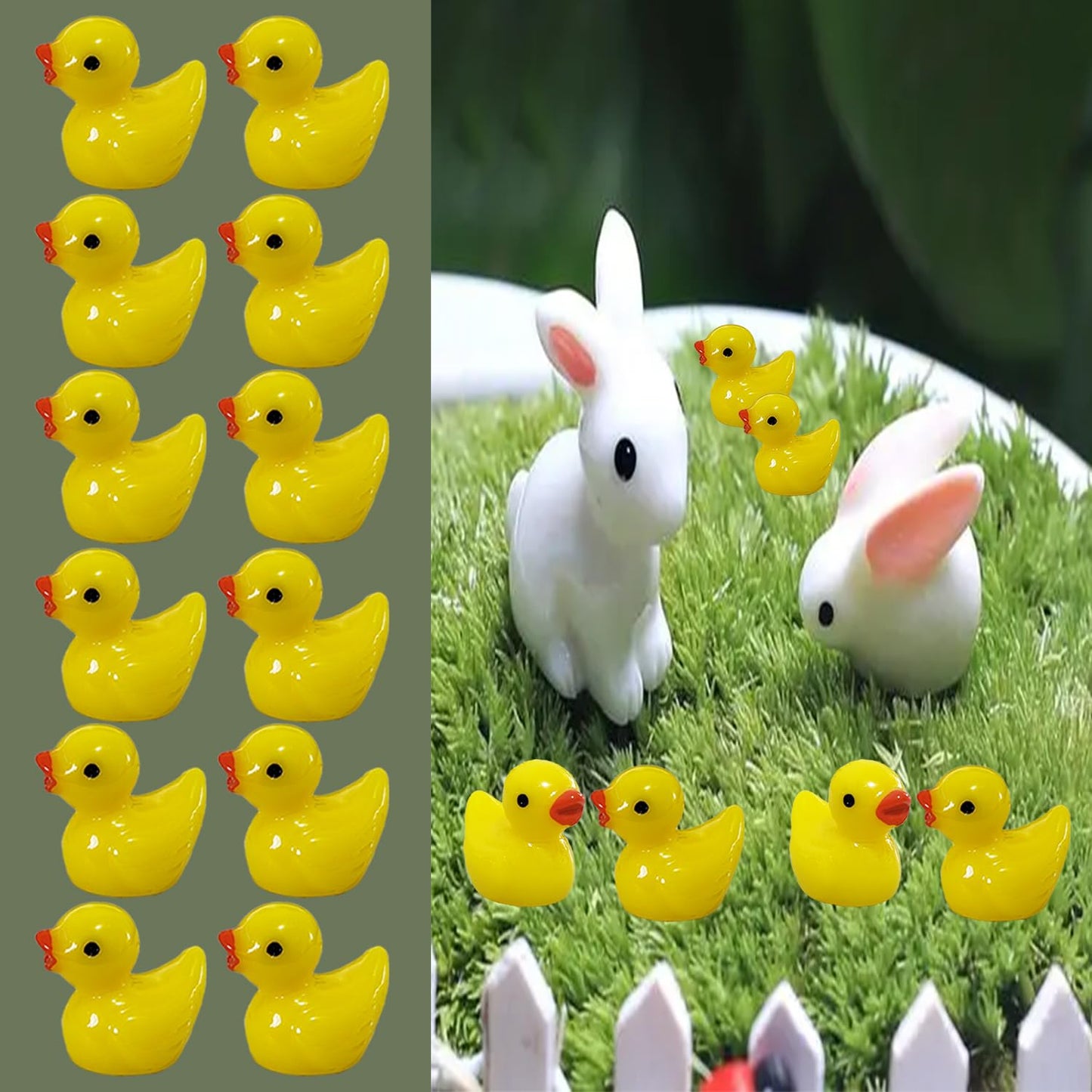 HAMIYELL Pack of 36 Tiny Ducks Little Plastic Duck Mini Resin Ducks for Garden Decorations, Dollhouse Miniatures, Crafts Ornaments(Yellow)