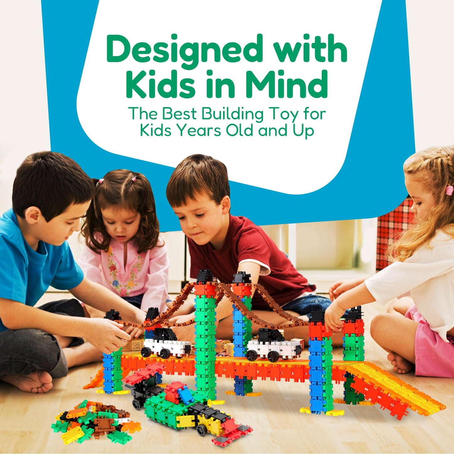Beblox Building Blocks for Kids - 250-Piece Connecting Tiles Set - Interlocking Building Blocks for Kids, STEM Toys Kit, Fun & Educational Gifts
