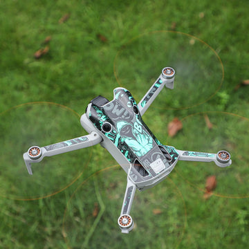 CAPART Removable sticker Skin for DJI Mini 4 Pro and DJI RC 2 Controller, Decorative Stickers Bubble Free (Black&Green)