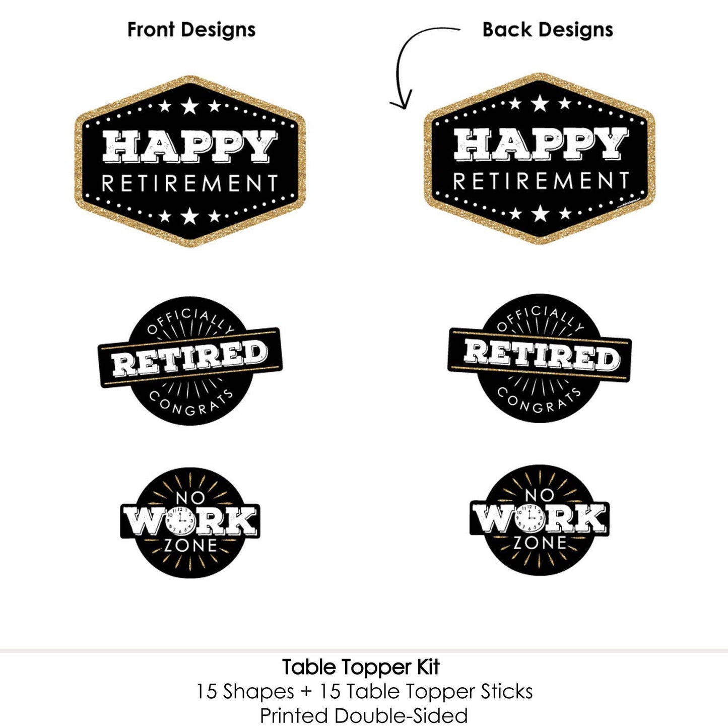 Big Dot of Happiness - Retirement Party Centerpiece Sticks, Happy Retirement | Table Toppers - Set of 15