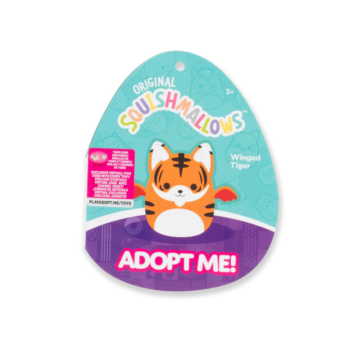 Squishmallows Original Adopt Me! 8-Inch Winged Tiger Plush - Little Ultrasoft Official Jazwares Plush - Virtual Item Code Included