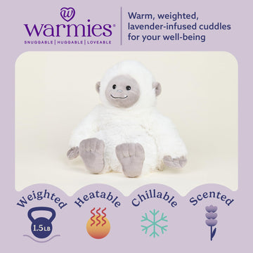 warmies Microwavable & Weighted Stuffed Animals, Yeti - Heated Stuffed Animal Plushie for Warmth & Comfort - Cute Soft Plush Toys for Adults