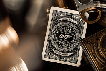 theory11 James Bond 007 Playing Cards - Gold Foil Spy Movie Poker Deck with Custom Aces, Jokers & Court Art for Magic, Cardistry, Game Night, Gifts