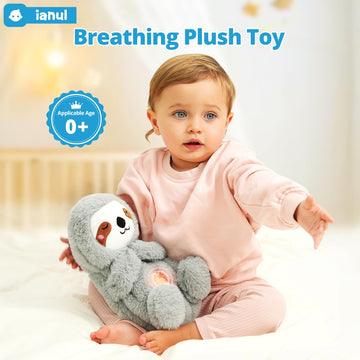 ianul Breathing Stuffed Animal,Soothing Stuffed Animal for Anxiety Relief with Realistic Breathing Motion, Calming Music, Gentle Lights,Machine