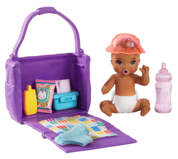 Barbie Skipper Babysitters Inc Doll & Accessories, Feeding & Bath Set with Color-Change Baby Doll, Tub & Accessories