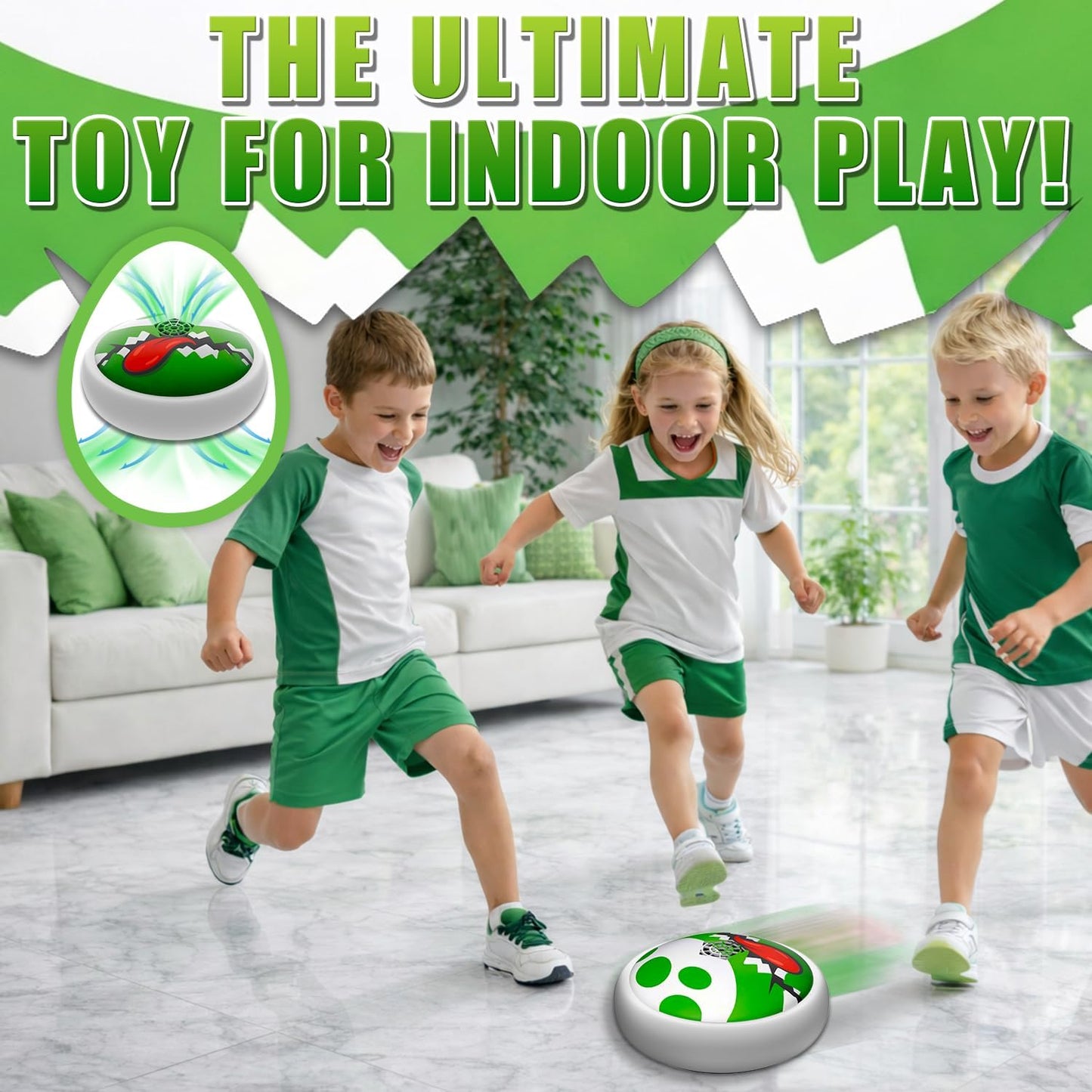 Glückpa Hover Soccer Ball for Kids, Indoor Air Floating Soccer Games with LED Lights, Soft Foam Bumper, Air Power Football Toys for Boys Girls Ages