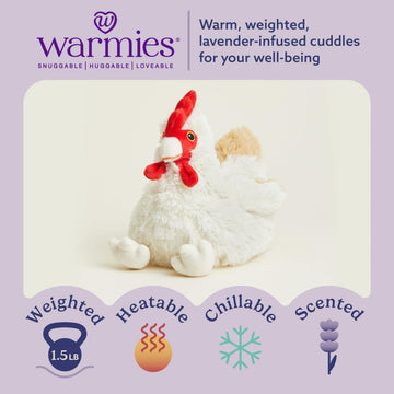 warmies Microwavable & Weighted Stuffed Animals, Chicken - Heated Stuffed Animal Plushie for Warmth & Comfort - Cute Soft Plush Toys for Adults