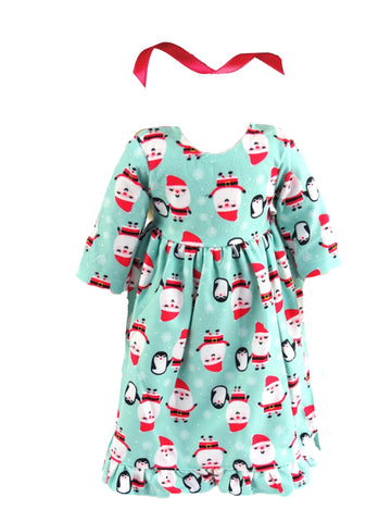 Santa and Penguin Christmas Nightgown for 14-Inch Dolls | Premium Quality & Trendy Design | Dolls Clothes