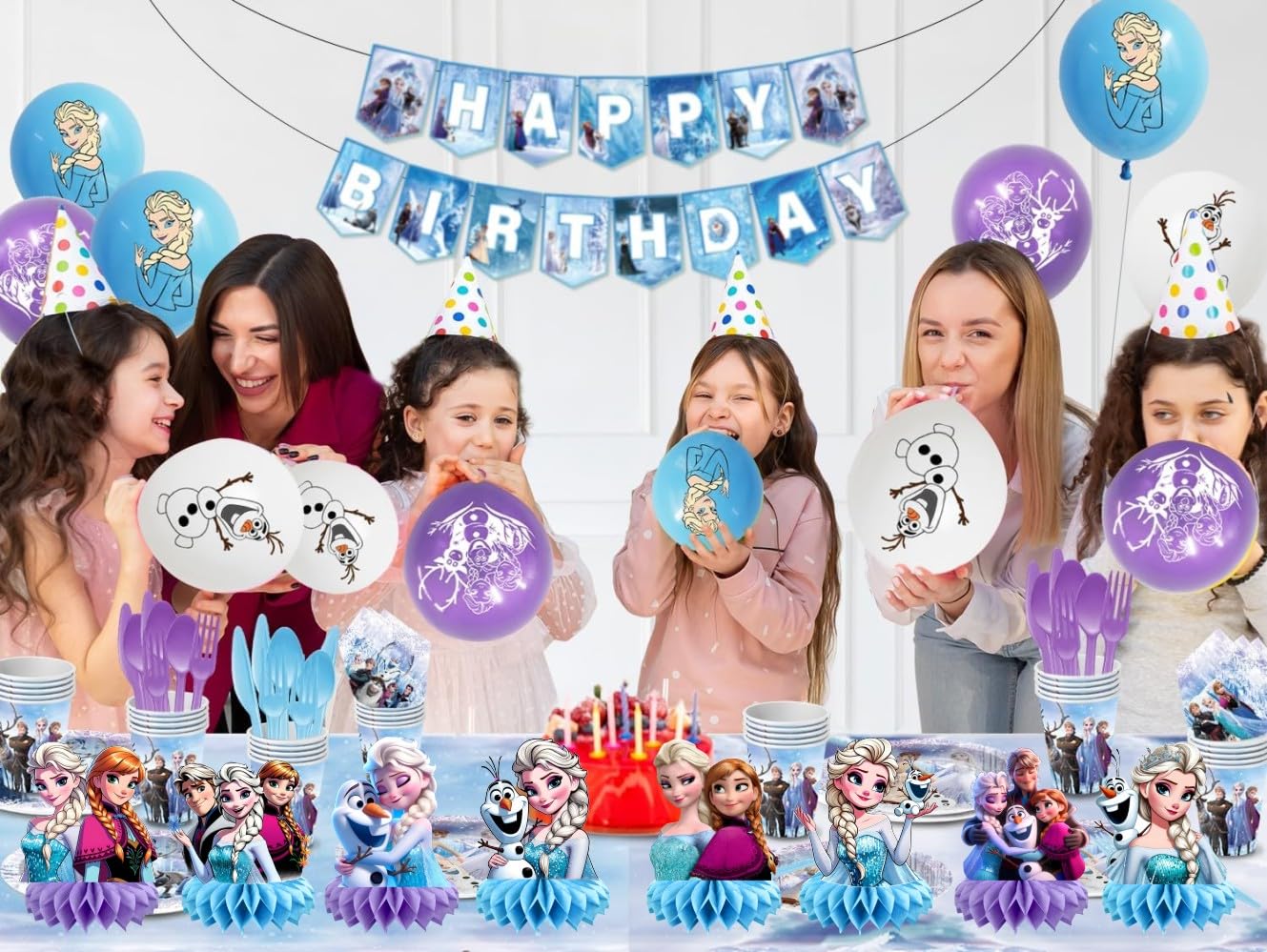 8Pcs Frozen Table Centerpieces Birthday Party Supplies Double Side Table Decorations for Frozen Party Decorations