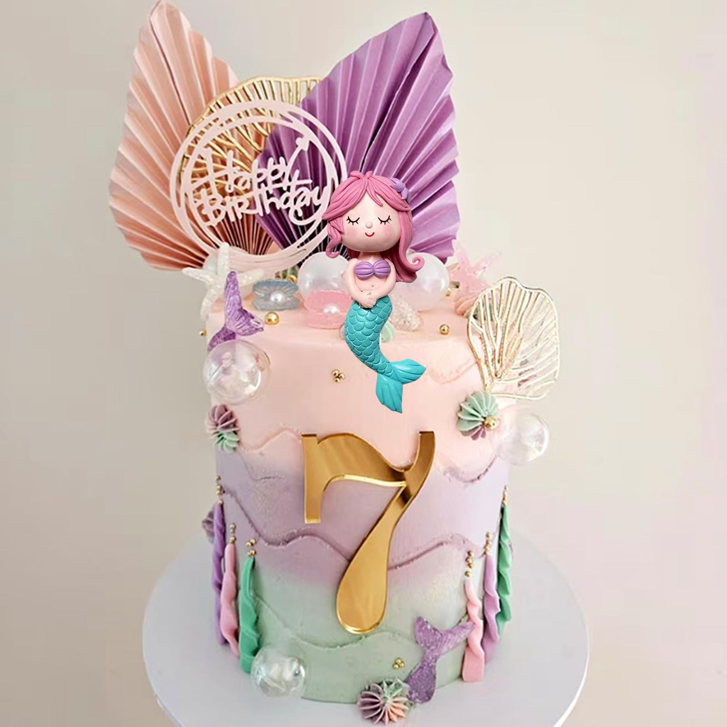Mermaid Cake Toppers Under the Sea Mermaid Tail Cake Decorations for Birthday Baby Shower Party Supplies (Style 2)