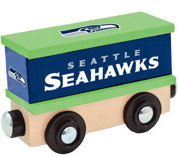MasterPieces NFL Seattle Seahawks Real Wood Toy Train Boxcar, 6.5" x 5.5" x 2"
