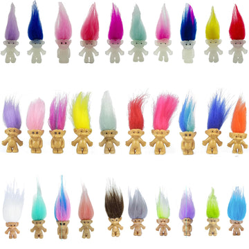 30pcs 1.2" Luminous Mini Troll Dolls Vintage Action Figures Troll Dolls