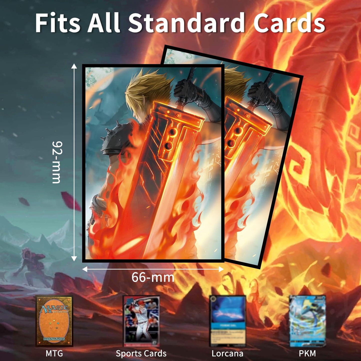 MTG Card Sleeves(Fantasy) Art Card Sleeves Deck Protector, Clear Front & Matte Back, Smooth Shuffle