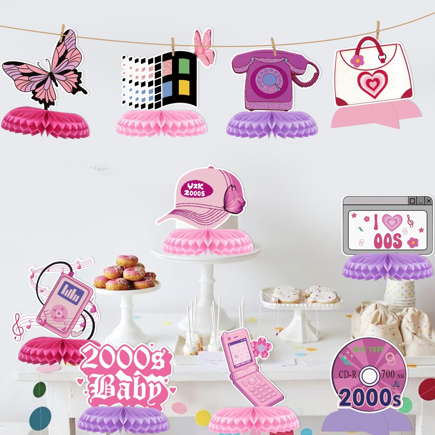 2000s Party Decorations - Y2k Birthday Decorations Y2k Decorations Party Early 2000s Decor 00's Honeycomb Centerpieces