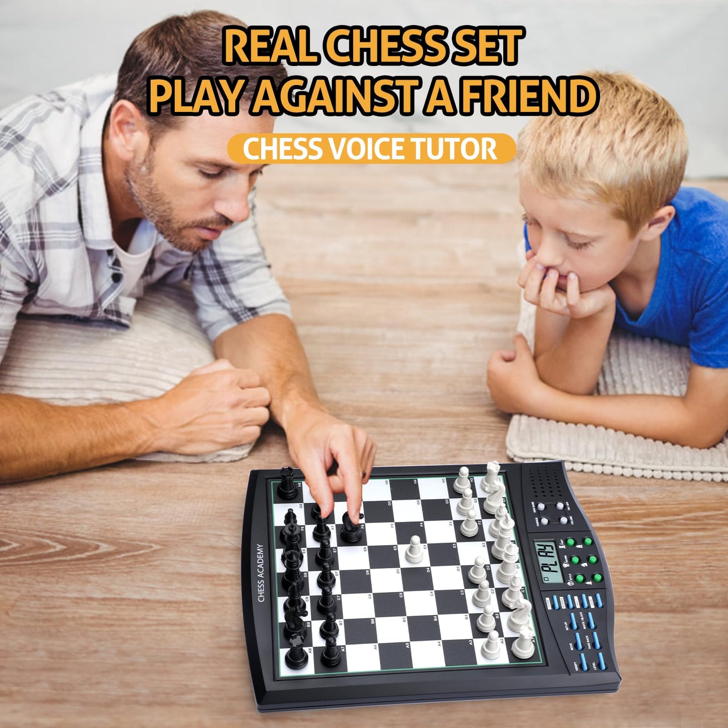 LEVEROAM Talking Chess Academy with Voice Teaching System, Electronic Chess Set with Strong Magnetic Pieces, Electronic Chess Board with Rating ELO