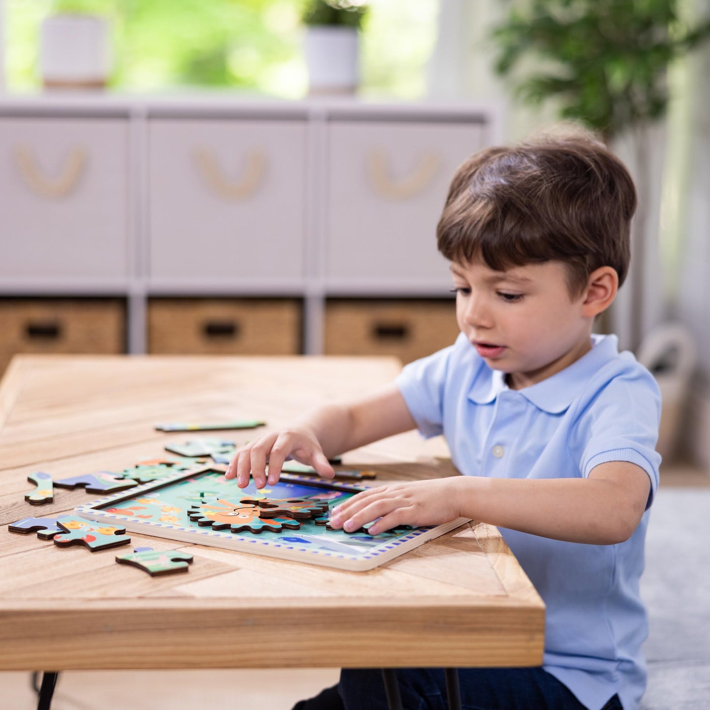 Melissa & Doug Wooden Underwater Jigsaw Spinning Gear Puzzle - 18 Pieces Wooden Puzzle for Toddlers and Preschoolers, for Boys and Girls Ages 3+
