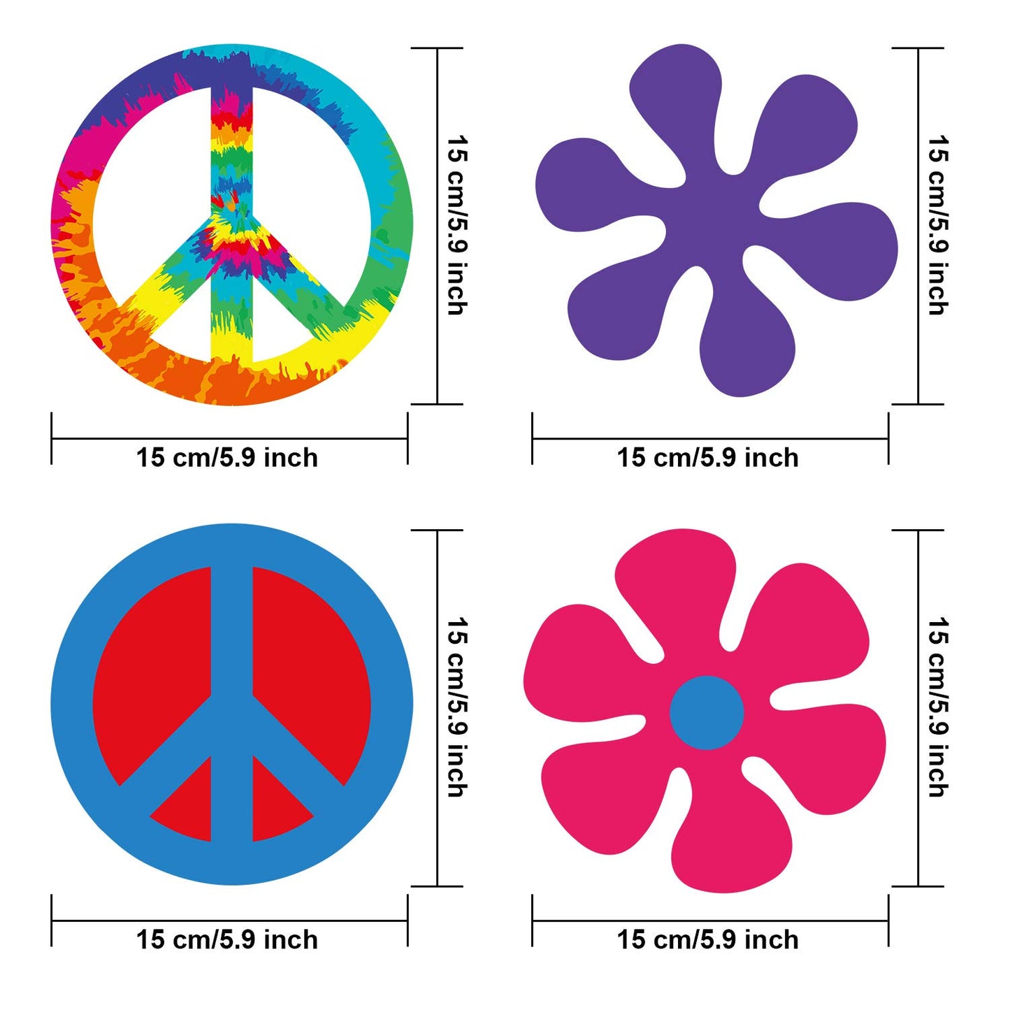 Outus 60s 70s Hippie Theme Birthday Party Decorations Foil Swirl Decorations, 60s 70s Peace Out Sign Groovy Daisy Retro Flower Power Cutouts Hanging