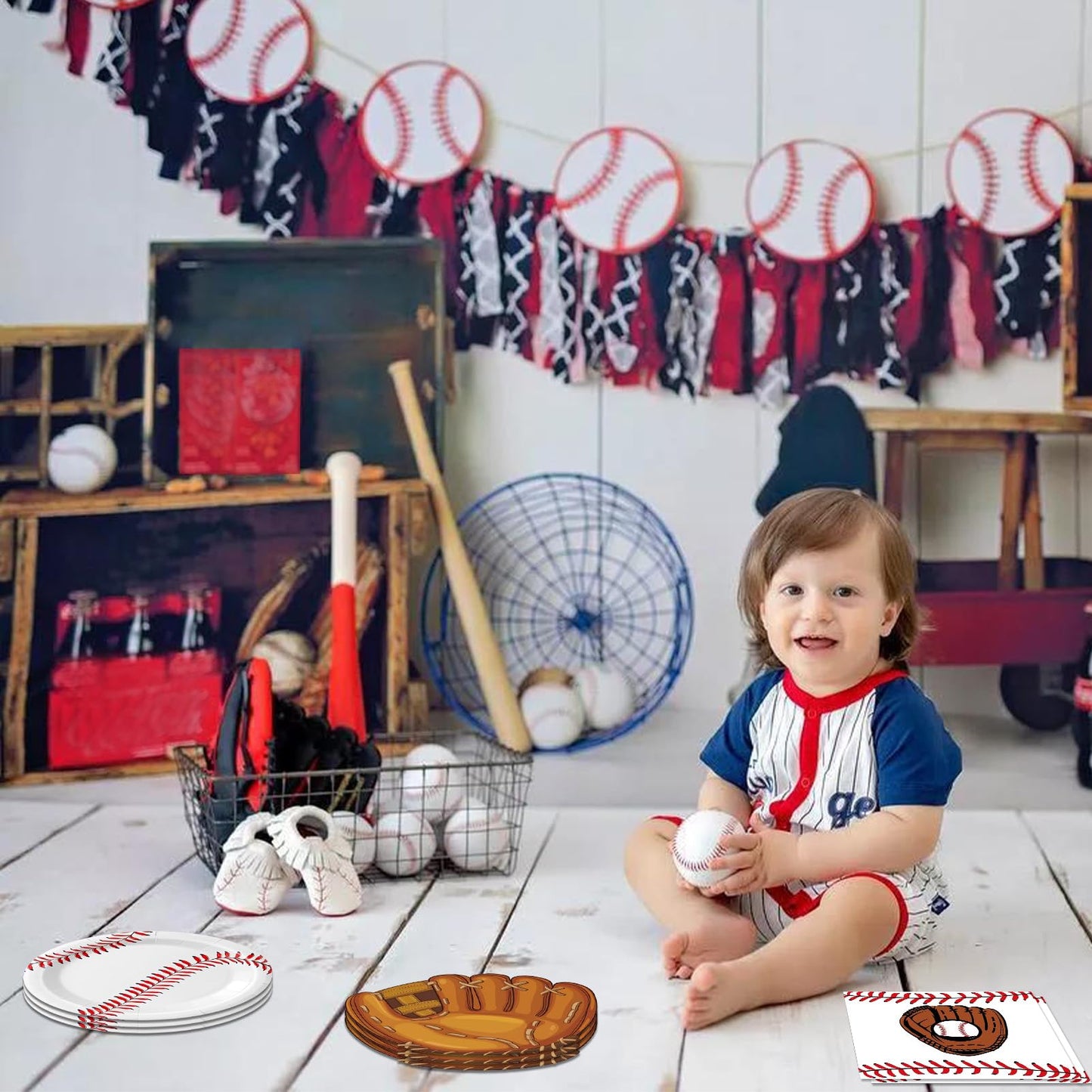 Baseball Birthday Decorations,40Pcs Baseball Themed Plates and Napkins Baseball Disposable Tableware Kit for Baseball Party Supplies,Sports Themed