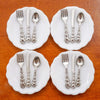 4Set Silver 1/12 Miniature Plates and Silverware Knife Fork Spoon Set Dollhouse Accessories, Décor, Decorations