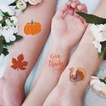 300+ Thanksgiving Day Glitter Tattoos Stickers Party Favors - Turkey Day Happy Fall Give Thanks Supplies Decorations