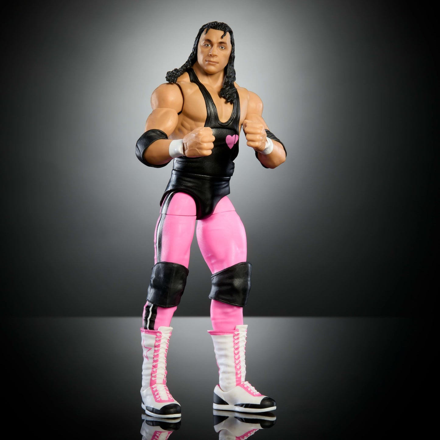 Mattel WWE Elite Collection Action Figure & Accessories, Premium Live Event Bret Hart Set, Wrestlemania with Howard Finkel Build-A-Figure Parts