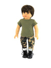 American Fashion World Green Army Outfit for 18-inch Dolls| 2 Piece Set | Premium Quality & Trendy Design | Dolls Clothes | Outfit Fashions for Dolls